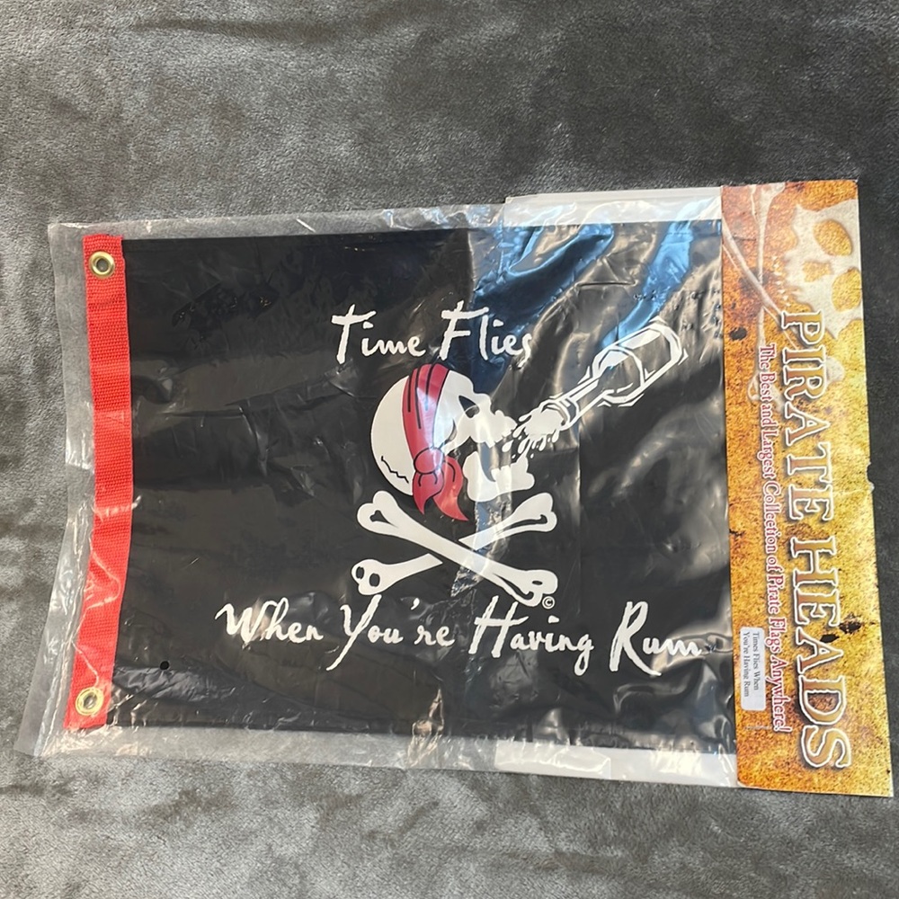 NWT “Time Flies When You're Having Rum” Flag Wall Hanging 18" x 12"